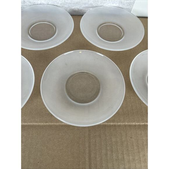 Vintage Frosted Glass Saucers Plates 5.5” Set‎ of 9 - Picture 2 of 11